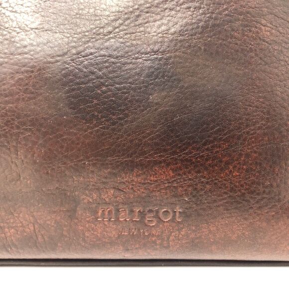 Margot New York Pebbled Leather Compact Cross Body Bag Cognac Brown Organizer - Picture 4 of 16